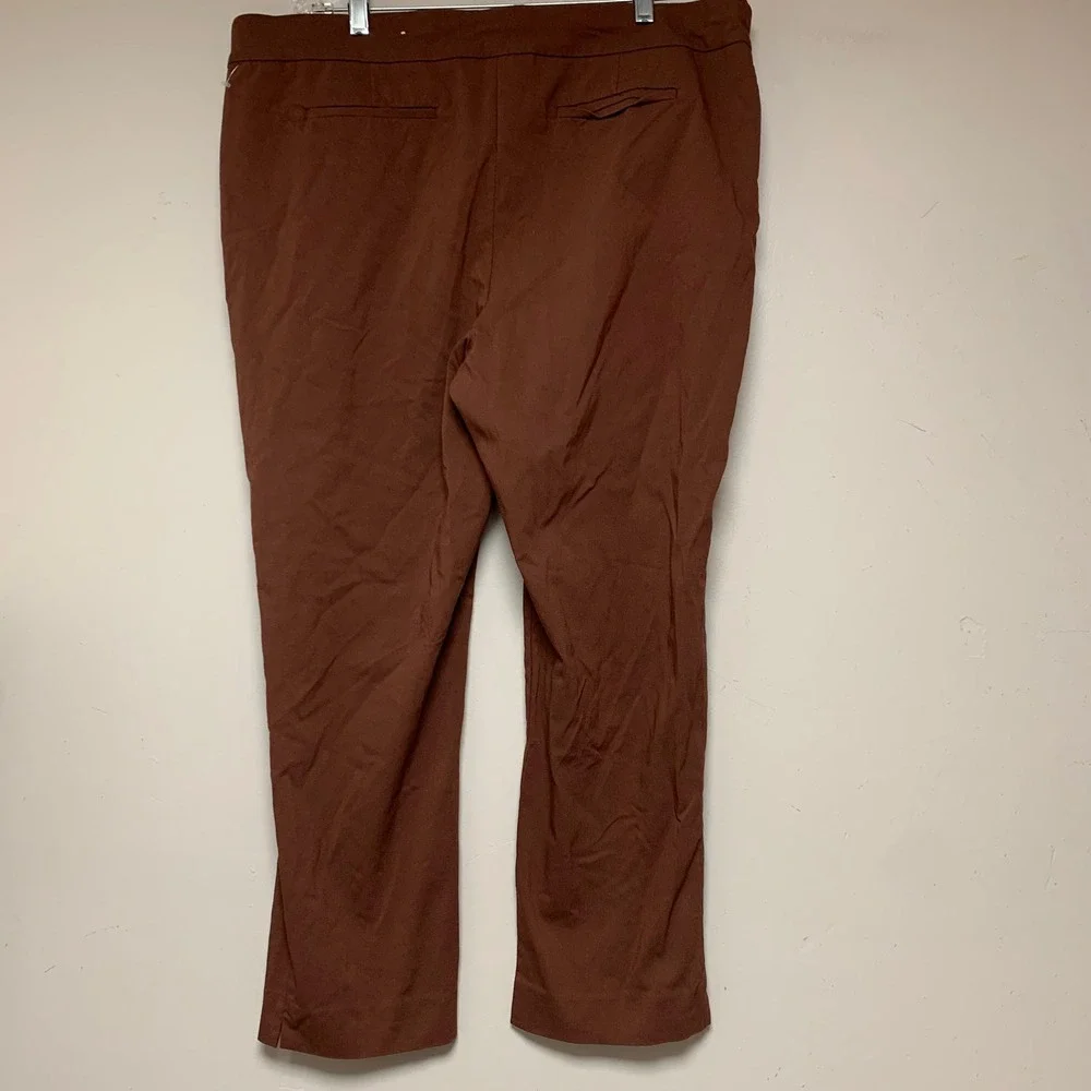 Chico's Pull On Trousers Womens 18R 3.5R Brown Straight Leg Stretch Excellent